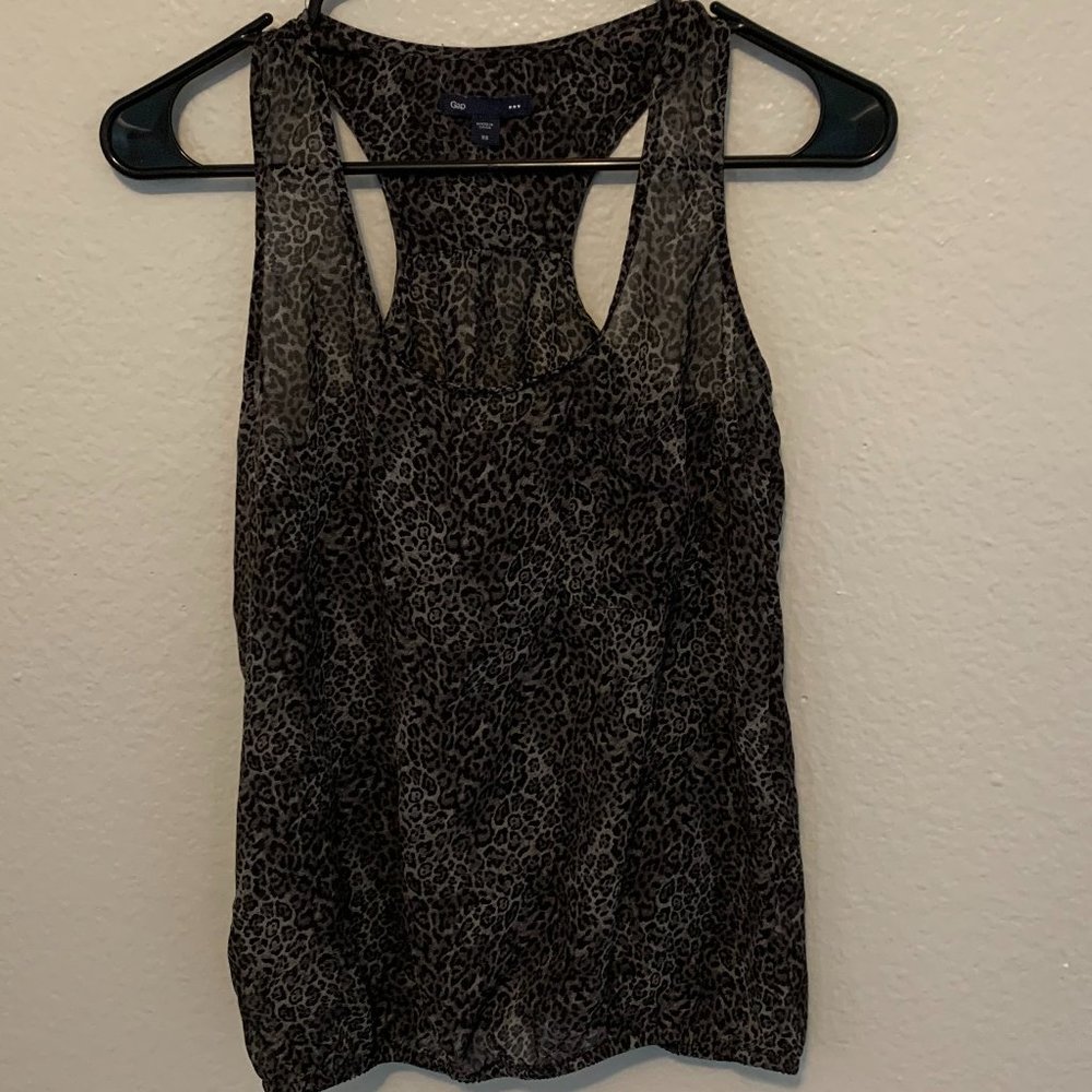 GAP Sheer Leapard Print Racer Back Tank (XS)